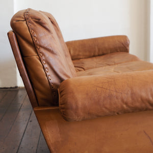 Leather sofa side arm detail